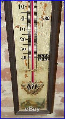 RARE 39 Antique Oak 1870s M A Finnell NY Alcohol Thermometer 19th c Victorian