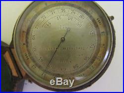 RARE! Antique Baromètre altimétrique du colonel Goulier barometer W leather case