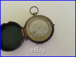 RARE! Antique Baromètre altimétrique du colonel Goulier barometer W leather case