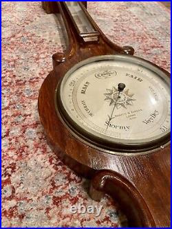 RARE Antique English Signed Negretti & Zambra Barometer And Thermometer