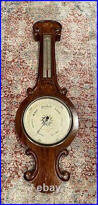 RARE Antique English Signed Negretti & Zambra Barometer And Thermometer