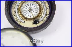 Rare Baker Optician London Pocket Barometer Compass & Thermometer Leather Case