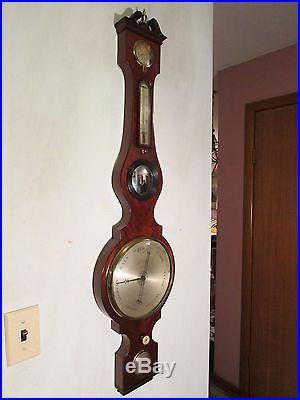 RARE Early 1800's F. AMADIO WHEEL Mahogany BAROMETER Antique WEATHER STATION