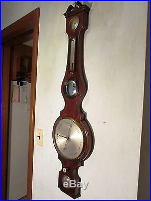 RARE Early 1800's F. AMADIO WHEEL Mahogany BAROMETER Antique WEATHER STATION