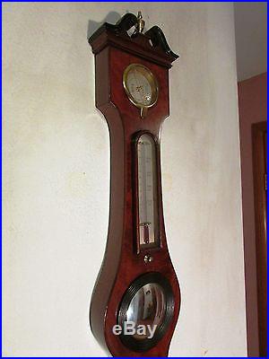 RARE Early 1800's F. AMADIO WHEEL Mahogany BAROMETER Antique WEATHER STATION