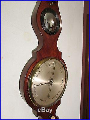 RARE Early 1800's F. AMADIO WHEEL Mahogany BAROMETER Antique WEATHER STATION