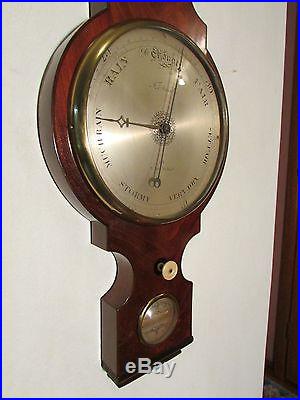 RARE Early 1800's F. AMADIO WHEEL Mahogany BAROMETER Antique WEATHER STATION