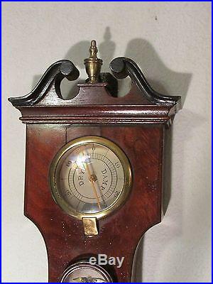 RARE Early 1800's F. AMADIO WHEEL Mahogany BAROMETER Antique WEATHER STATION