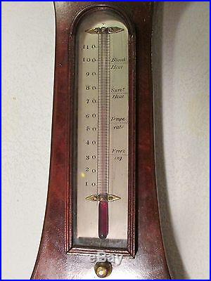 RARE Early 1800's F. AMADIO WHEEL Mahogany BAROMETER Antique WEATHER STATION