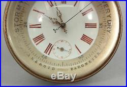 RARE Lrg Antique Tiffany French Magnifying Glass Ball Aneroid Barometer & Clock