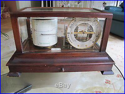 RARE NICE BAROGRAPH W/VISIBLE WEATHER DIAL STORMY RAIN CHANGE FAIR VERY DRY RARE