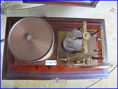 RARE NICE BAROGRAPH W/VISIBLE WEATHER DIAL STORMY RAIN CHANGE FAIR VERY DRY RARE