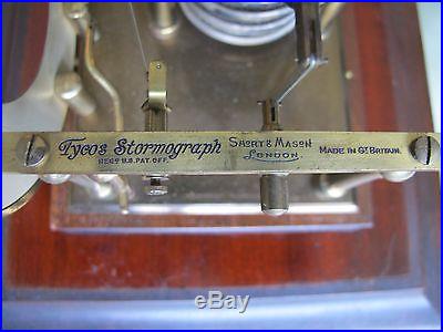 RARE NICE BAROGRAPH W/VISIBLE WEATHER DIAL STORMY RAIN CHANGE FAIR VERY DRY RARE