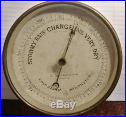 RARE Paul Naudet /S. THAXTER & SON Boston Brass Enamel Holosteric Barometer