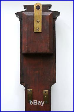 RARE c. 1837 LONDON MADE MAHOGANY CISTERN BAROMETER With THERMOMETER BOX VINTAGE