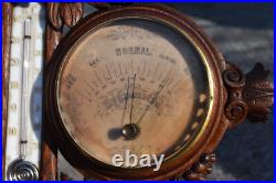 RAre antique french wood carved barometer Weather station mythological dragon