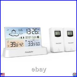 Raddy DT6 Weather Station Indoor Outdoor, Atomic Clock, Digital Color Display