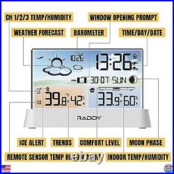 Raddy DT6 Weather Station Indoor Outdoor, Atomic Clock, Digital Color Display