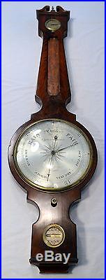 Rare 1800s J Somalvico & Son Mahogany Wheel Banjo Barometer London