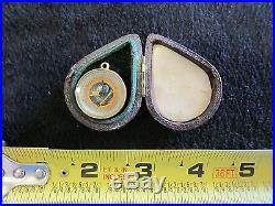 Rare Antique 18kt Gold Traveling Pocket Barometer With Case
