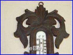 Rare Antique Carved Wood Barometer Weather Station W Ecker, Lucerne