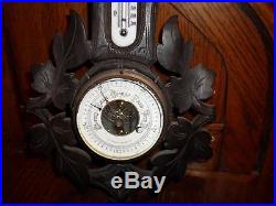 Rare Antique Carved Wood Barometer Weather Station W Ecker, Lucerne