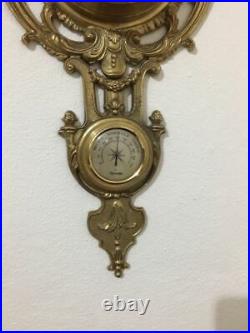 Rare Antique French Bronze Gift Thermometer & Barometer Aamzing Old 86cm Ancient