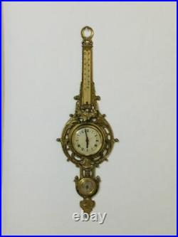 Rare Antique French Bronze Gift Thermometer & Barometer Aamzing Old 86cm Ancient