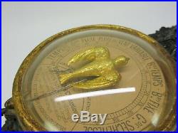 Rare Antique French petite barometer with gilded bird dial Wind God gilded gesso