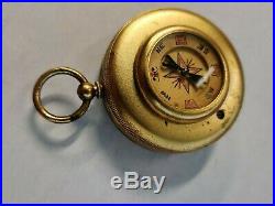 Rare Antique Harrods London Pocket Barometer With Compass On The Case Back