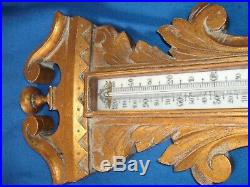 Rare Antique Ornate Large wood carved Barometer JW Fawell Sheffield 1902