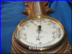 Rare Antique Ornate Large wood carved Barometer JW Fawell Sheffield 1902