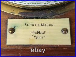 Rare Antique Short & Mason Tycos Barometer Beveled Glass Mahogany Drawer