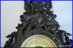 Rare Antique Victorian Gutta Percha Thermoplastic Wall Barometer angels cherubs
