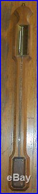 Rare Antique Watertown Thermometer Barometer Oak Brass Large NY Scientific