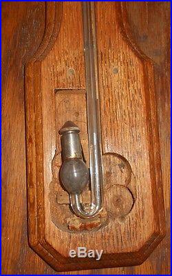 Rare Antique Watertown Thermometer Barometer Oak Brass Large NY Scientific