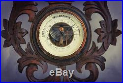 Rare BAROMETER Black forest style Wood carved Handcrafted Dutch