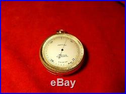 Rare Ca 1900 Pocket Compensated Aneroid Gilted Brass Barometer Steinem England