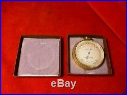Rare Ca 1900 Pocket Compensated Aneroid Gilted Brass Barometer Steinem England