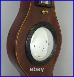 Rare Large Antique Somalvico London English Mahogany Banjo Barometer Thermometer