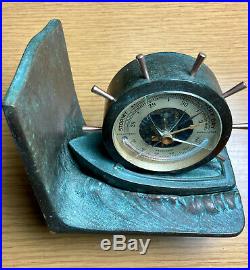 Rare, Old Chelsea Clock Co. Nautical Bookend Barometer Not Working as-is