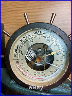Rare, Old Chelsea Clock Co. Nautical Bookend Barometer Not Working as-is