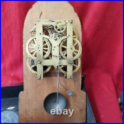 Rare Painted 1850's Cast Iron Beehive Table Regulator With Mother Of Pearl Inlay