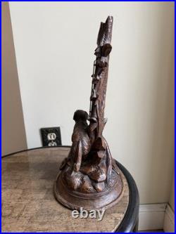 Rare Signed Antique 1870 Black Forest Carved Wood Alpine St. Bernard Bavaria Rare Signed Antique 1870 Black Forest Carved Wood Alpine St. Bernard Bavaria