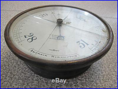 Rare antique E. W. Kittredge Optician Minneapolis Aneroid Barometer S M London