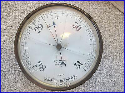 Rare antique E. W. Kittredge Optician Minneapolis Aneroid Barometer S M London