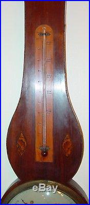 Rare early 19th c antique Angle stick barometer w hand painted dial-15509