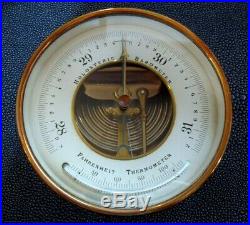 Rare working vintage French PHBN brass holosteric barometer, glass thermometer