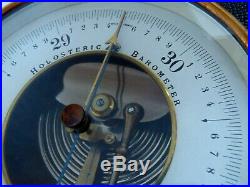 Rare working vintage French PHBN brass holosteric barometer, glass thermometer