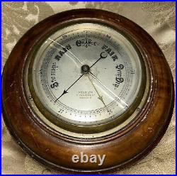 Ross Ltd London W. Barometer Wood And Glass Antique RARE